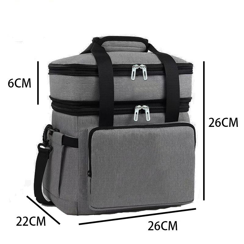 Large Capacity Double Layer Aluminum Foil Insulated Bag Oxford Cloth Car Ice Bag Outdoor Picnic Crossbody Portable Keeping Bag
