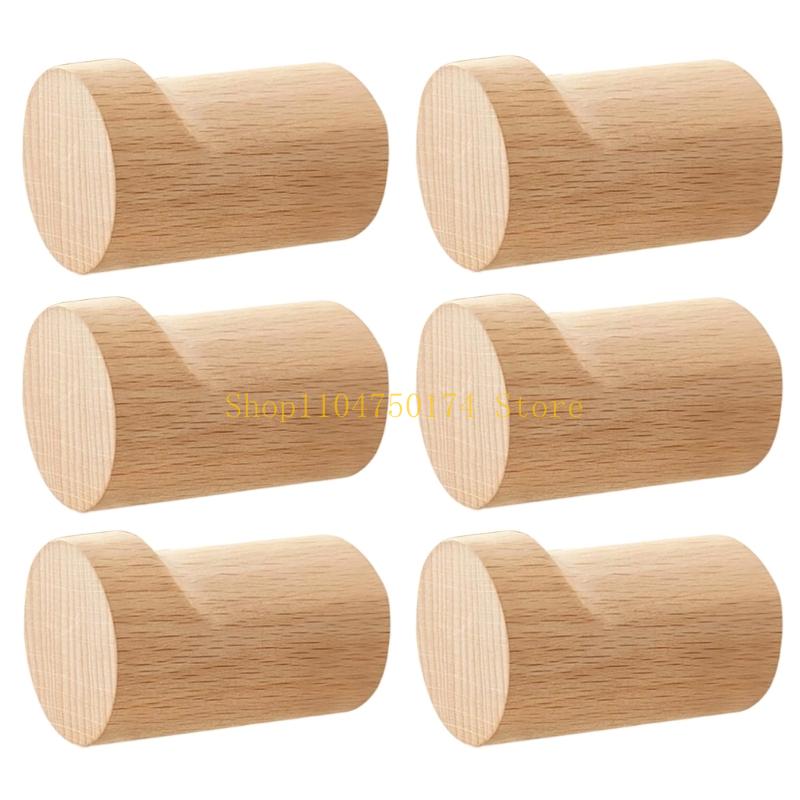 

Pack Of 6 Decorative Wood Hook Handmade Beechwood Wall Mount Hook Load Bearing Home Accessory top sale світло-жовтого кольору