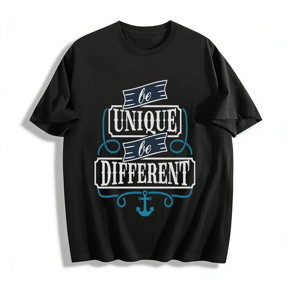 

Be Unique Be Different Nautical Anchor Print Casual Crewneck T-Shirt Pure cotton T-shirt XXS