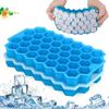 Ice Cube Trays with Lids,2-Pack 74 Ice Cubes Silica Gel Flexible, Ice Cube Molds for Chilled Drinks, Whiskey & Cocktails