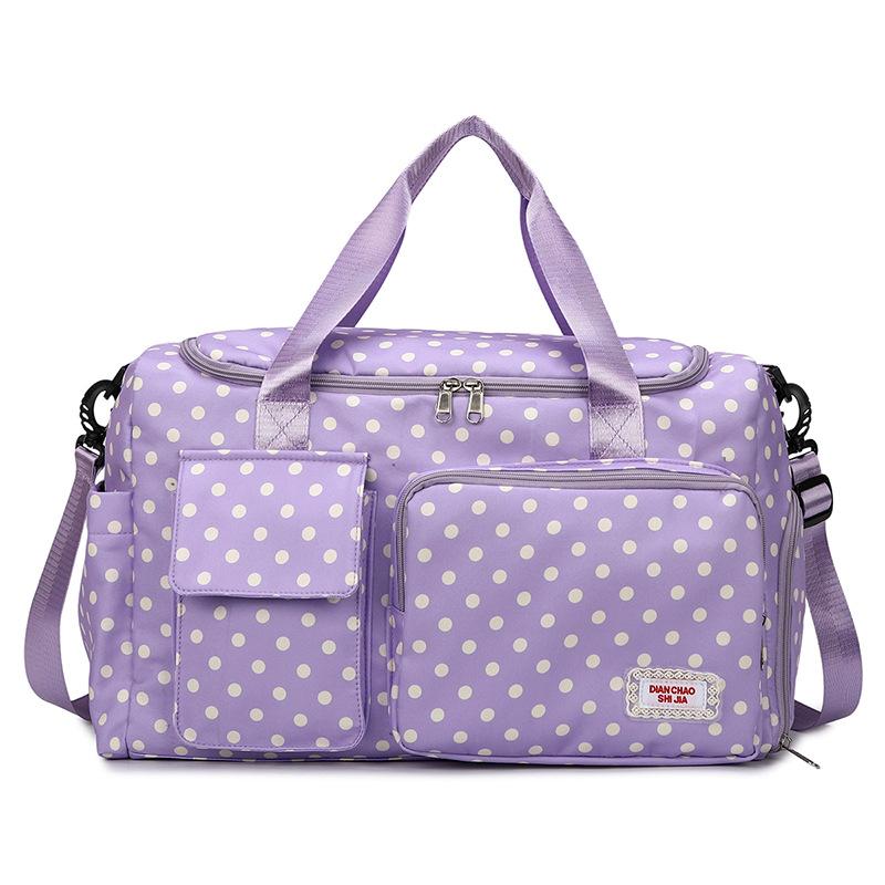 Travel bag, large capacity, polka dot design, fashionable sports and fitness bag, with separate compartments for wet and dry items, yoga training