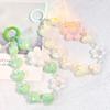 Heart Colorful Phone Lanyard Flower Keychain Crystal Phone Anti-lost Rope Colored Round Bead Cute Glitter Wrist Straps