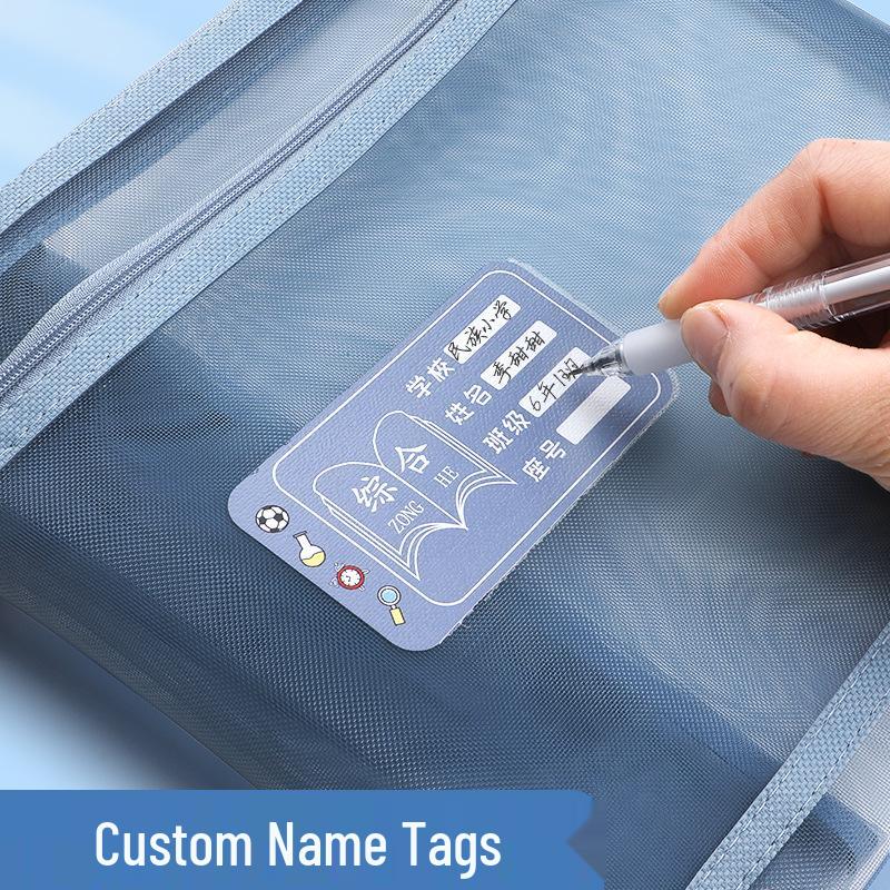 Double-Layer Mesh A4 Handheld Transparent Document Bag for Students - Textbook & Paper Organizer
