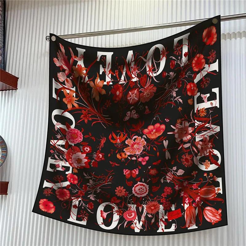 New Year Gift 90cm Large Square Scarf Scarf Women'S Scarves Spring And Autumn Style Fashion Shawl European American Twill Print