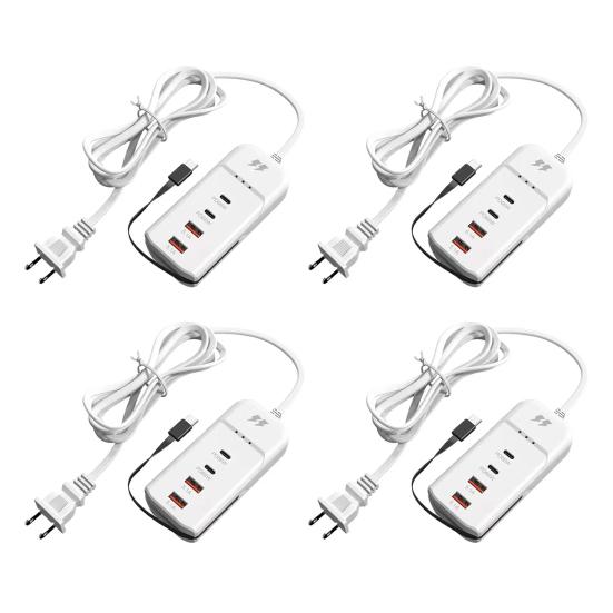 

4 шт. 5,1 А Многопортовое USB-настенное зарядное устройство Двойной PD Type-C адаптер питания с удлинительным шнуром Быстрая зарядка Удобный для путешествий внешний аккумулятор US Plug