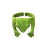 Adjustable Green Frog Shaped Open Ring for Women Funny Statement Jewelry