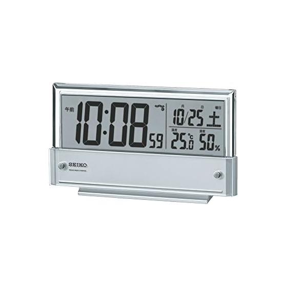 Seiko Clock Seiko Clock Будильник Радио Цифровой календарь Дисплей температуры и влажности Серебристый металлик SQ773S SEIKO