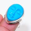 Natural Carved Bone Face Gemstone 925 Sterling Silver Jewelry Ring Size 8 AR-18516