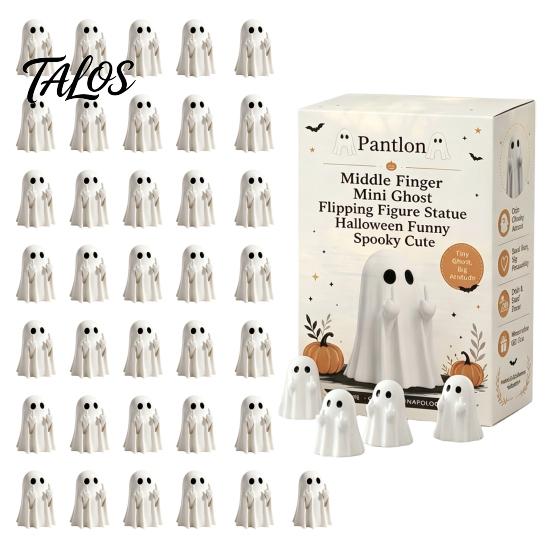Micro Landscape Accessories Mini Ghost Flipping Middle Finger Figurines for Halloween Decorations, Miniature Resin Small Haunted House Props
