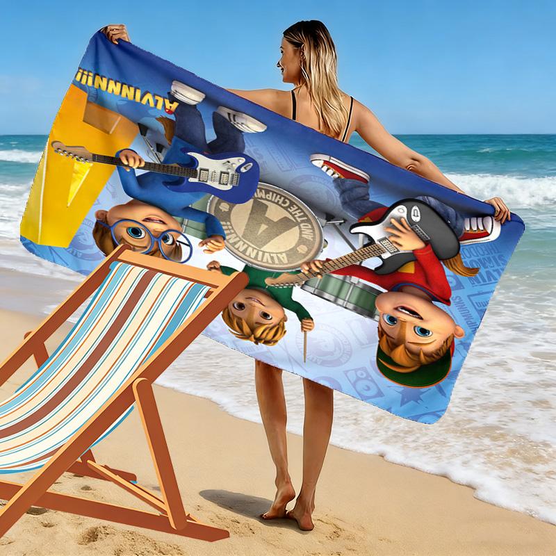 Alvin and Theodore cartoon 2D Flat Print Beach Towel, Large Soft Quick Dry Towel for Beach Camping Swimming.NSTJ0928189