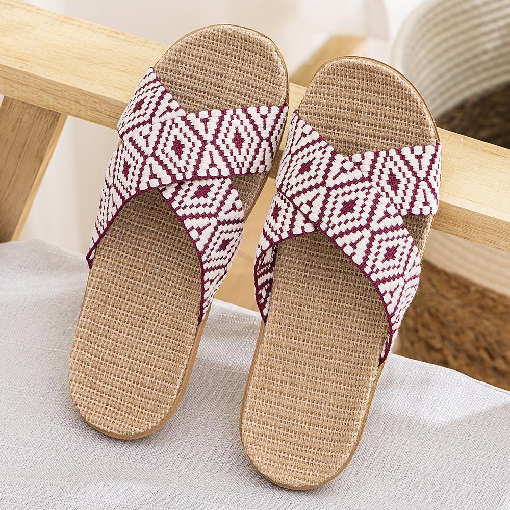 Four Seasons Women's Linen Deodorant Anti-slip Indoor/Outdoor Silent Slippers