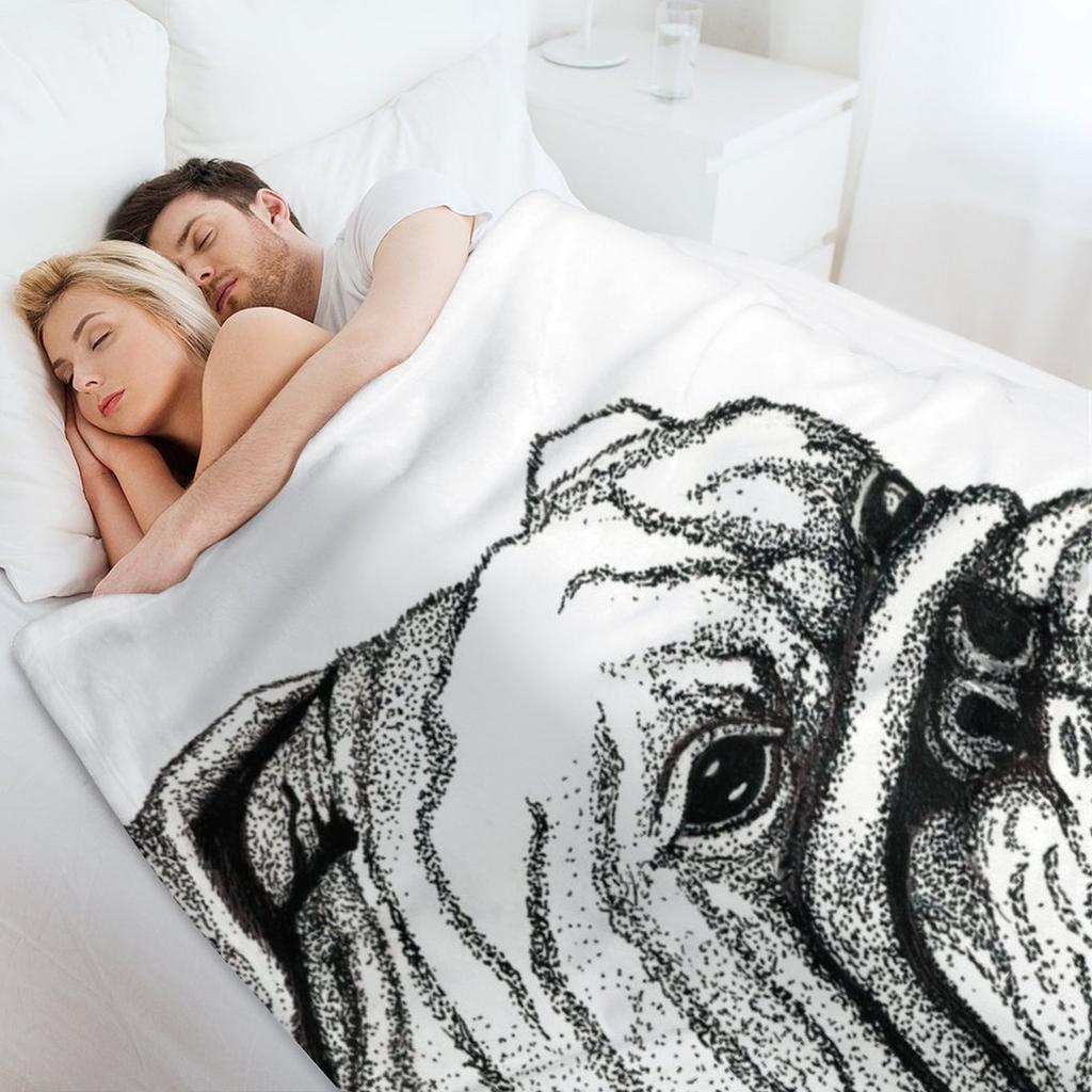 English bulldog Throw Blanket Lightweight Warm Blanket for Travel Camping