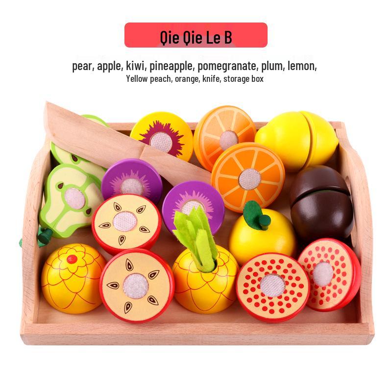 Wooden Play Kitchen Set: Cutable Fruits & Vegetables for Kids
