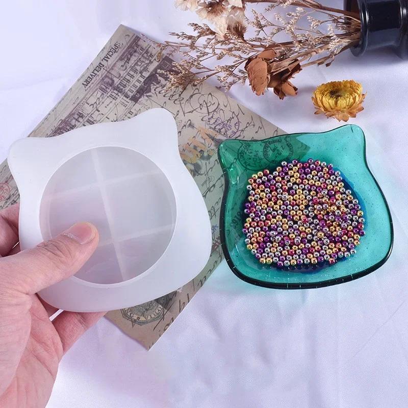 New DIY Crystal Epoxy Resin Mold Irregular Shape Cat Tray Storage Box Silicone Mold
