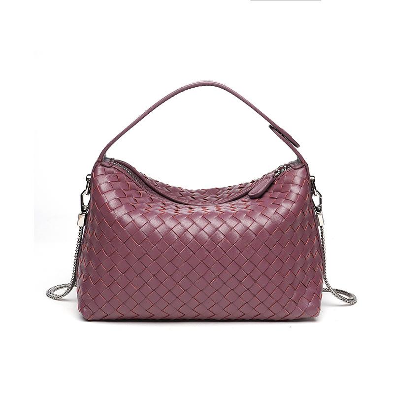 Trendy women's bags factory direct sales first layer sheepskin pure hand-woven bag portable crossbody versatile pillow bag