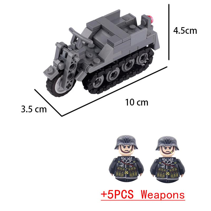 Non-Toxic Wwii Military North African Campaign Wheeled Armored Vehicle Tank Cannon Soldier Figures Building Blocks Weapon Truck Army Toy
