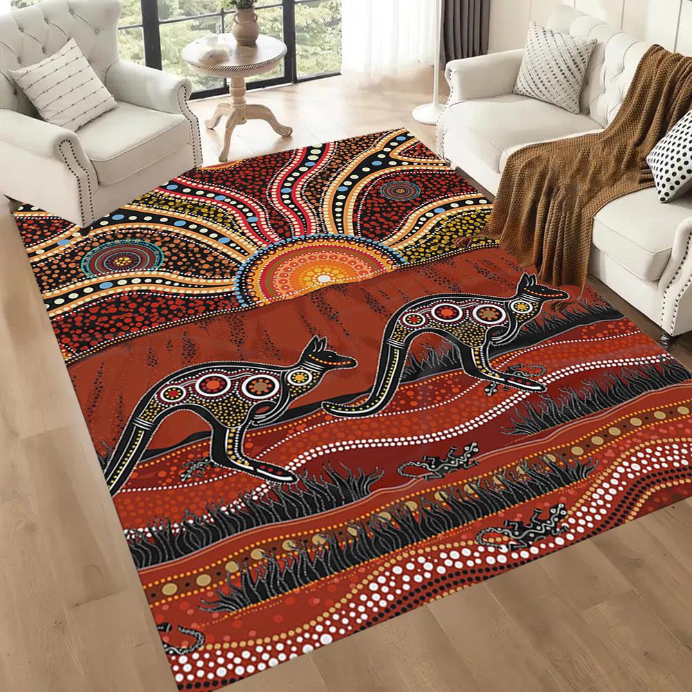 Australian Aboriginal Style 27 Floor Rug Office Rug Perfect for Kitchen Balcony Hallway Playrooms Anti-slip Rug Anime Office Decor