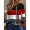 Ladies' Abstract Geometric Color Block Long Sleeved T-shirt