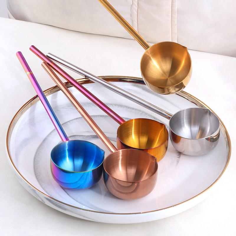 1Pc Multifunctional Long Handle Oil Pouring Spoon 304 Stainless Steel Sauce Seasoning Spoons Hot Oil Milk Cooking Scoop Kitchen