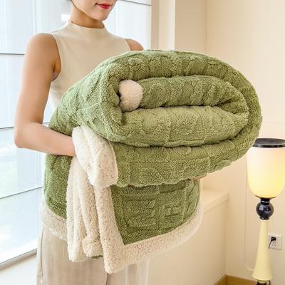 Winter Thickened Double Sides Taff Lamb Wool Blanket Plaid Love Warm Flannel Blanket for Sofa Sofa Bed Couch Cozy Throw Blanket