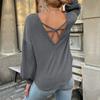 Autumn New Long Sleeve Solid Elegant Blouse Women Backless Hollow Pullover Shirts for Women Fashion Winter Loose Casual Blouses Tops 24583