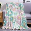 Pastel Mandala Folk Cartoon Anime Print Flannel Blanket Soft Warm Throw for Kids Bedroom Sofa Bed Christmas Office Car