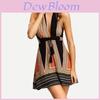 Sexy Deep Vneck Hanging Neck Short Skirt Womens Backless Beach Dress With Cotton Blend Fabric