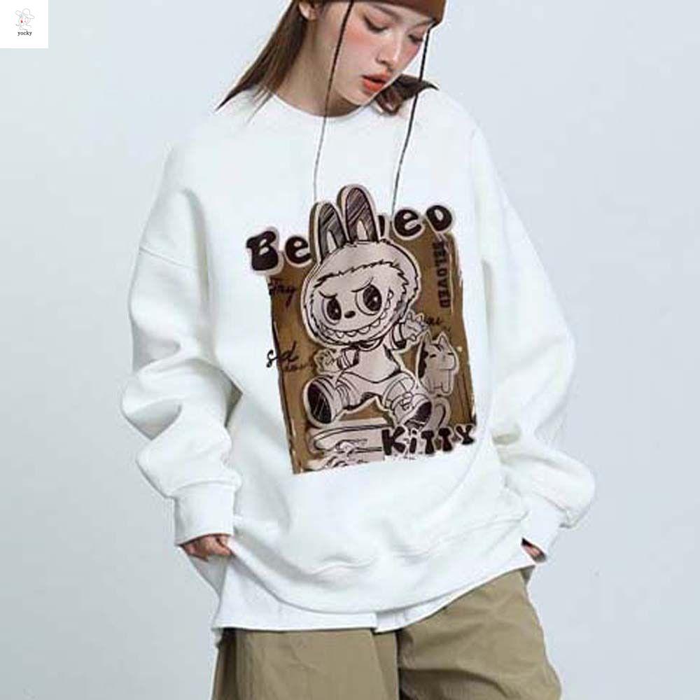 Labubu Women's Pullover 3D Printing Printed Long-sleeved Sweatshirt Fashion All-match Clothing Street Style Hooded Sweater