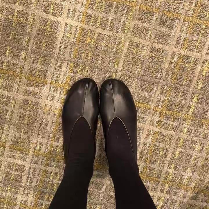 Super soft sheepskin~ Genuine leather is not tired of feet, single shoes, women's round head, shallow mouth, one pedal, flat-soled small leather sho