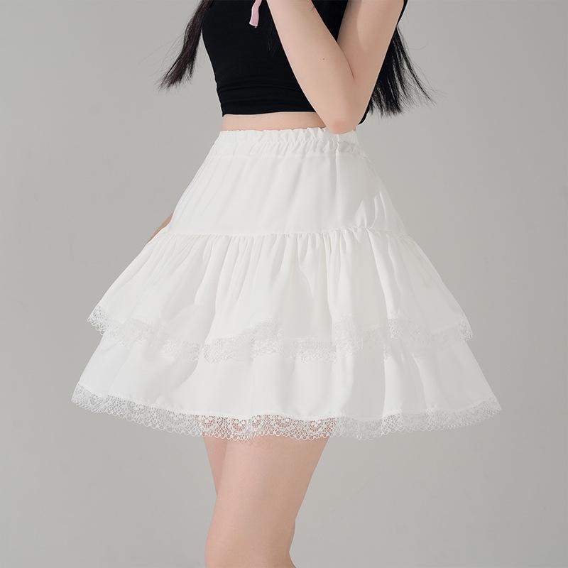 New Petite French Ballet A-line Fluffy Lace Pleated Skirt