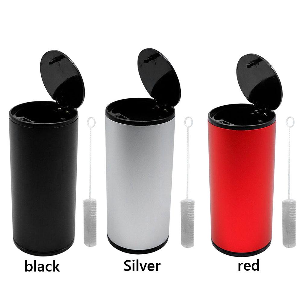 Car Ashtray Cigarette Ashtray Smell Proof Mini Desktop Trash Can with Lid & Brush Cigarette Ash Holder for Outdoor Travel