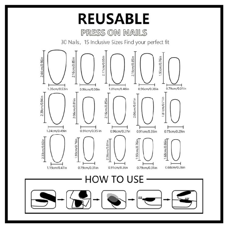 30 Pieces Reusable Faux Nail Pink Cats Eye Effect Almond Shape Press On Nail For Various Occasions