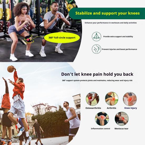 Open Patella Knee Brace with Stabilizer Pain Relief Adjustable Men Women Knee Compression Sleeve Meniscus Tear Recovery Knee Support Wrap