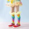 New Cartoon Knee Socks Breathable Rainbow Color Ruffles Socks No Heel Stockings