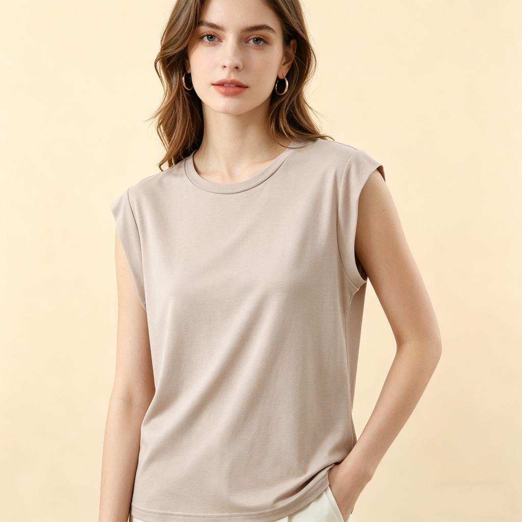 T-shirt da donna estiva in modal senza maniche, tinta unita, vestibilità larga, leggera, base per layering, casual per uso quotidiano, maglietta base, canottiera