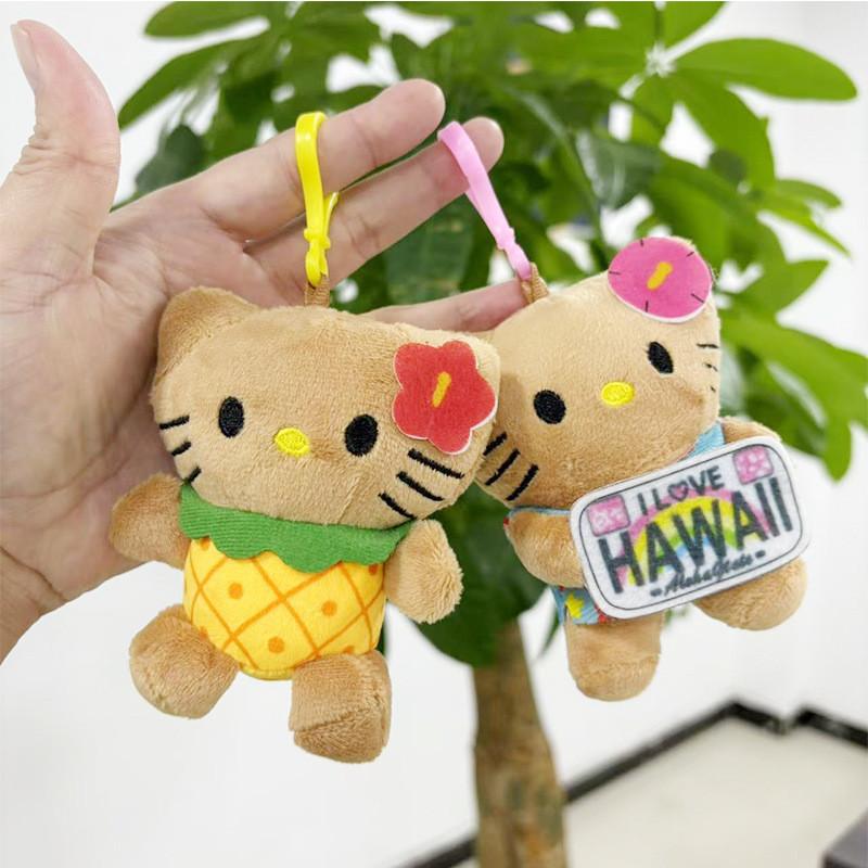 Black Cute Kitty Cat Plush Keychain Doll With Dress And Pineapple Gift Design