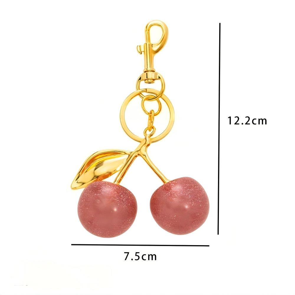 

New Personality Trendy Stainless Steel Acrylic Cherry Bag Keychain for Women Cute Summer Handbag DIY Jewelry Accessories