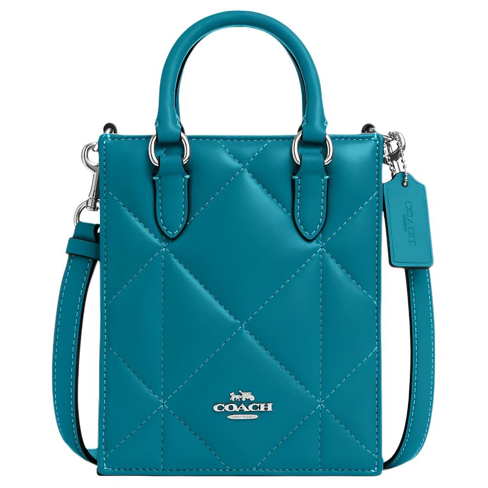 New COACH N/S Leather Trunk Bag, Tote Bag, Shopping Bag, Handbag, Shoulder Bag, Crossbody Bag Mini Women's Blue CJ580-SVTE
