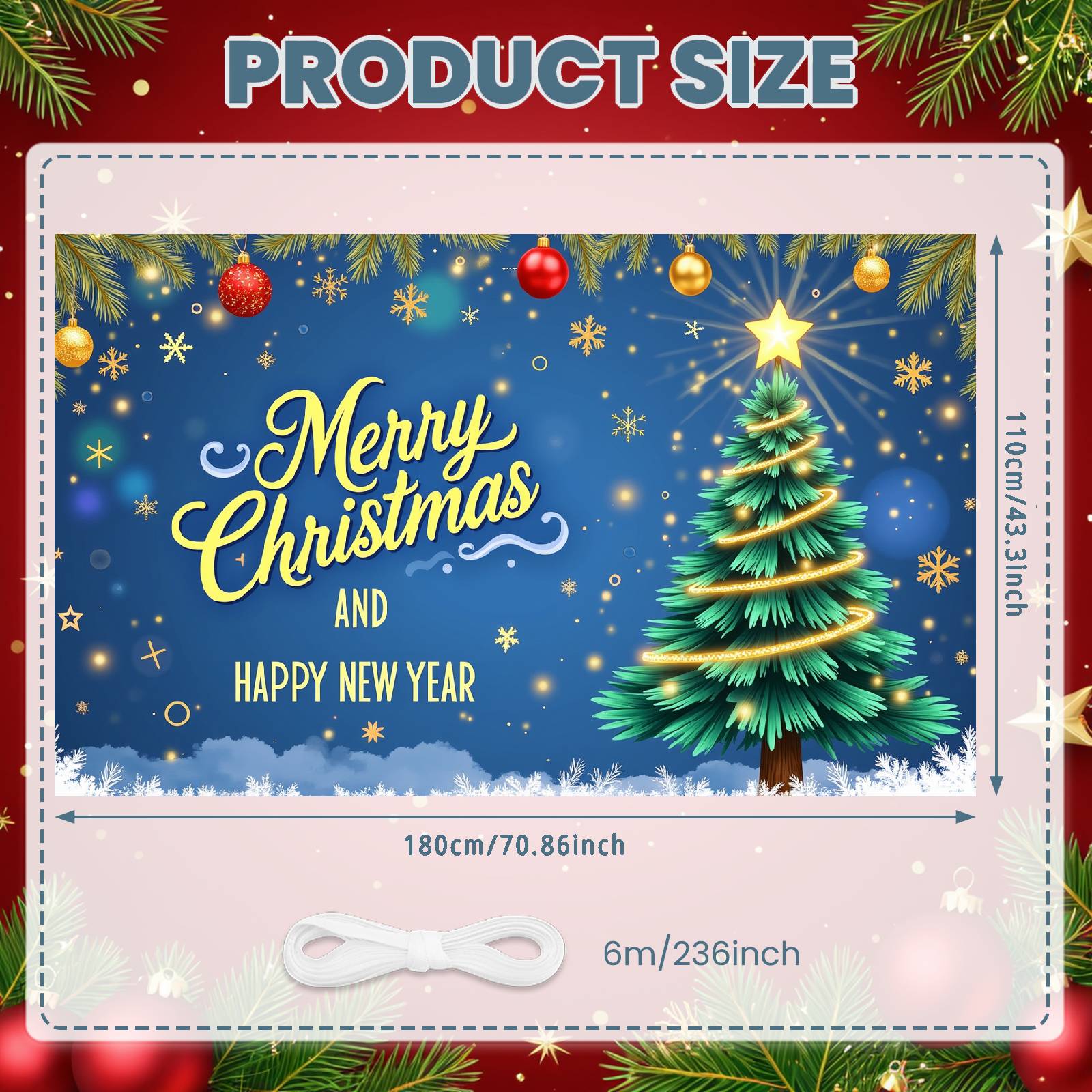 New Year Banner Winter Theme Christmas Decoration Banner Holiday Banner Blue Background For Festive Party Holiday Celebration