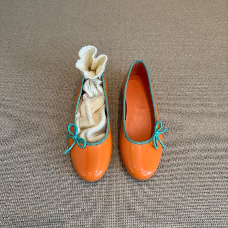 New Retro Mary Jane Shallow Mouth Single Shoes Women's Bow Round Head Shallow Mouth Flat Shoes Ladyshoes Spring