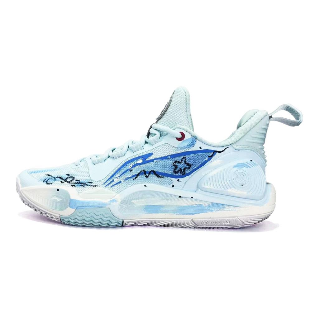 Li Ning Speed 9 Ocean's Heart Fabric Abrasion Resistant Lightweight Low top Basketball Shoes Unisex Blue White ABPT001-6()