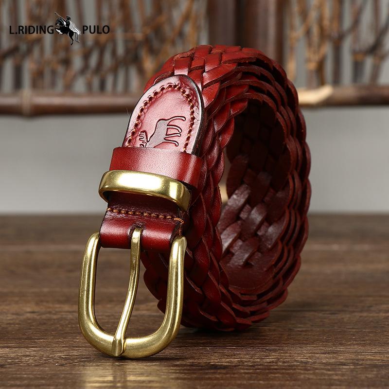 Women's Belt Genuine Leather Braided High Quality First Layer Cowhide Personality All-match Belt