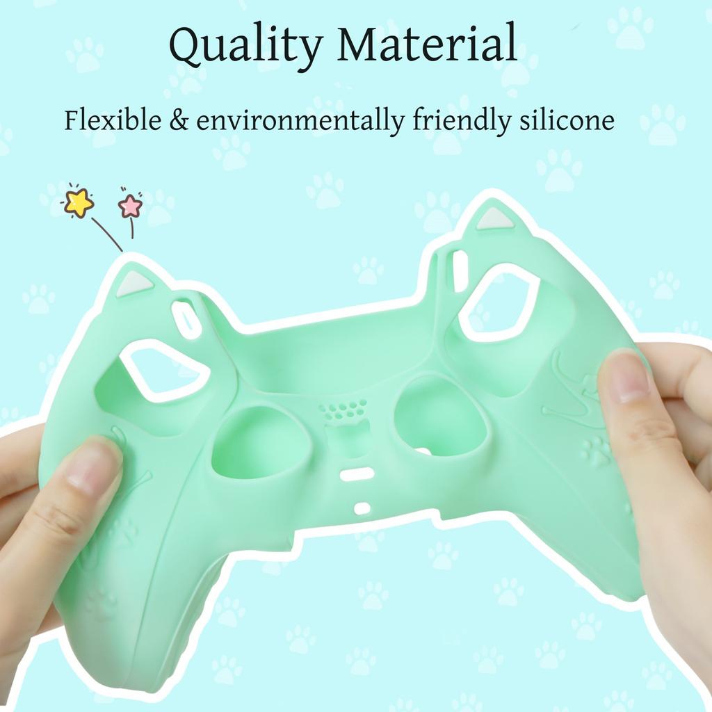 Lovely Cat Silicone Soft Protector Sticker Skin For Sony Playstation Dualsense 5 PS5 Controller Case Thumb Stick Grip Cap Cover