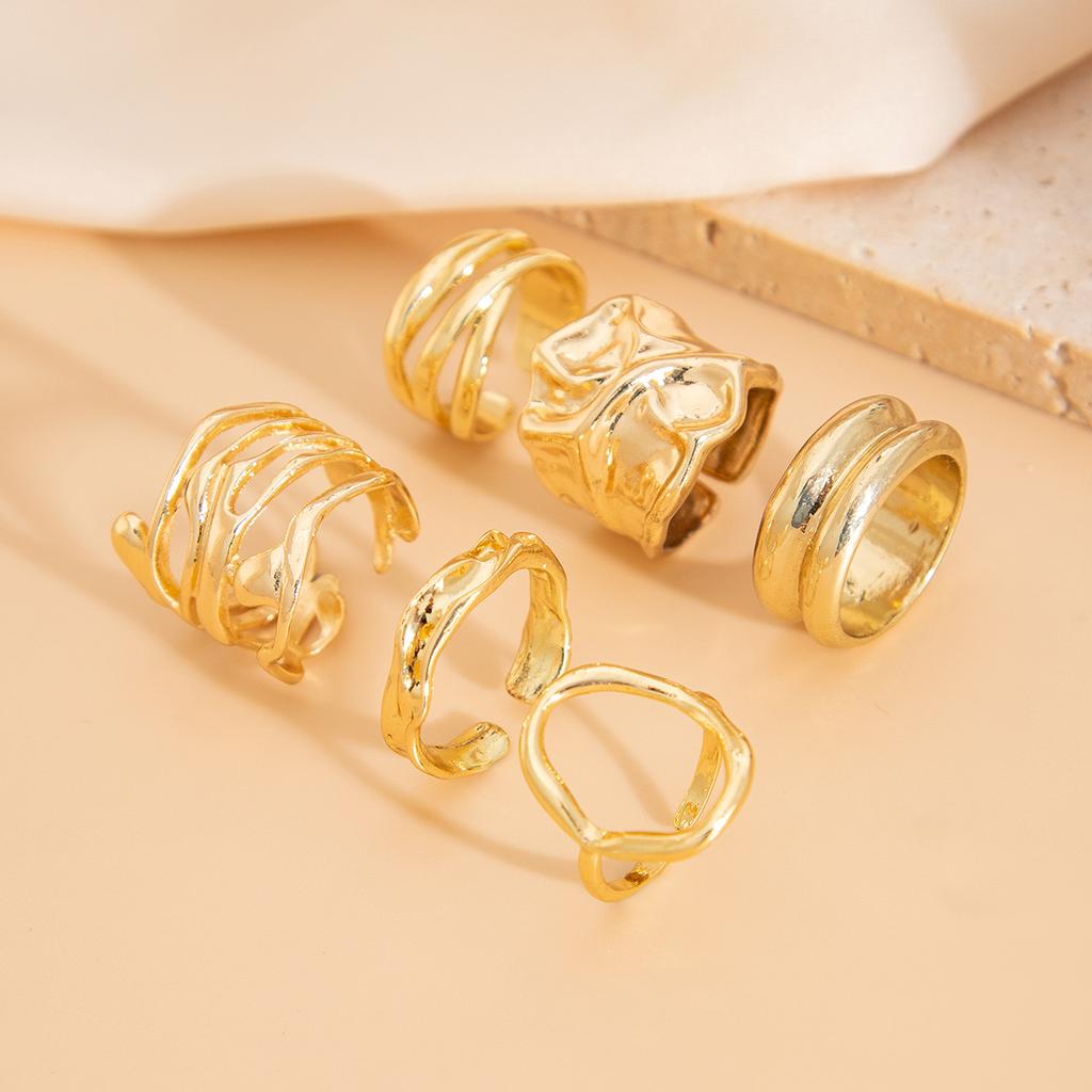 DIEZI 6Pcs/Set Fashion Vintage Irregular Geometric Gold Silver Color Metal Open Ring Women Men Goth Punk Couple Rings Jewelry