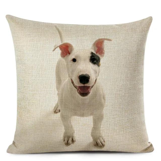 Bull Terrier Cushion Cover Cute Dog Printed Throw Pillows Cover Car Sofa Decorative Pillowcase Home Decor 45x45cm