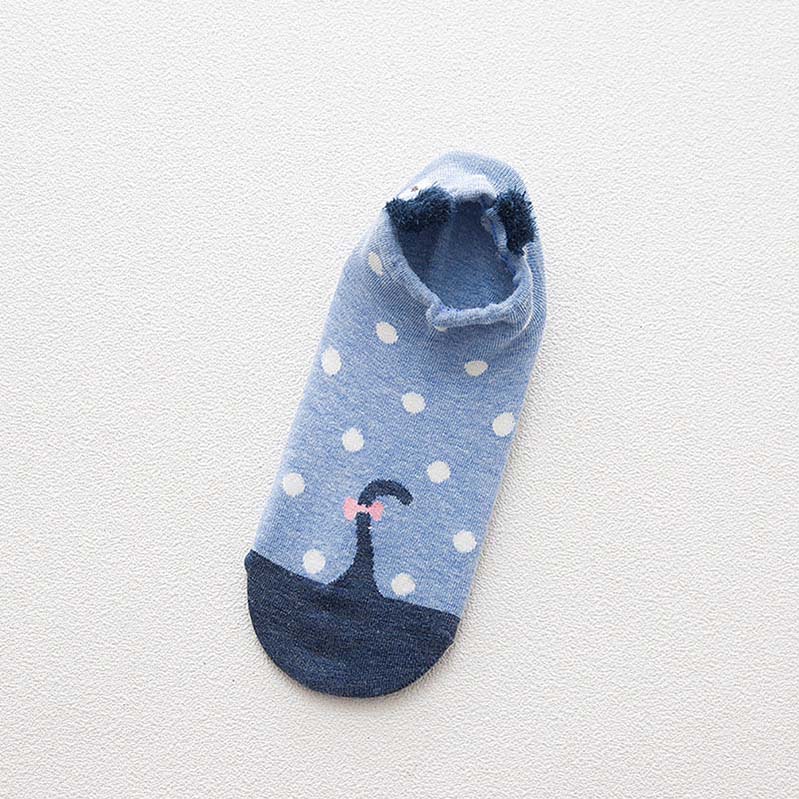 5 Pairs Women's Socks Spring Summer Three-Dimensional Shallow Mouth Cartoon Female Cotton Invisible Japanese Cute Animals Socks