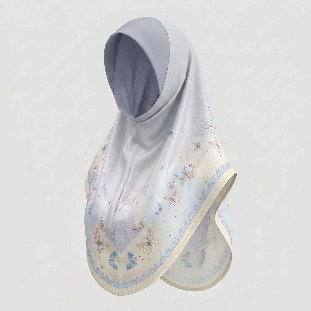 Chiffon Hijabs Women Head Wrap Square Scarf Floral Print Turban Cap