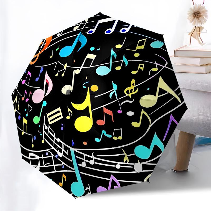 Music Drums Folding Umbrella Fashion Auto-Open 8 Iron Ribs Plastic Handle Foldable Sunshade Perfect Christmas Gifts