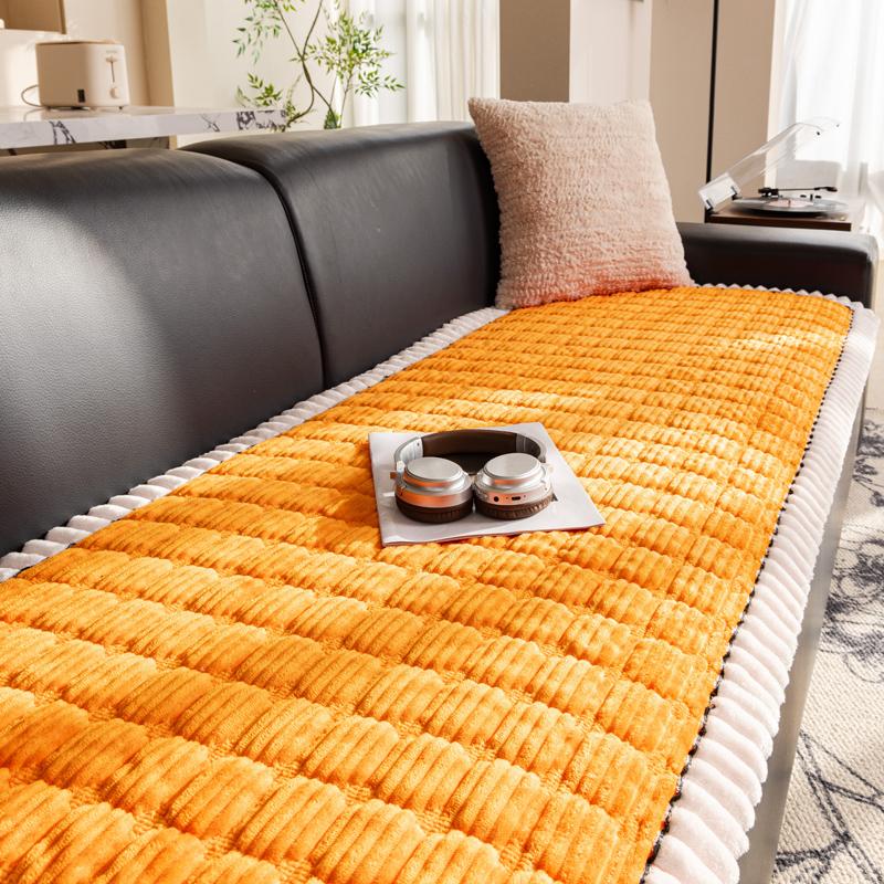 

Зимняя теплая утолщенная плюшевая подушка, новый вельветовый стеганый диван-полотенце, чехол для дивана, Г-образный секционный противоскользящий современный чехол для дивана 70x70cm оранжевый