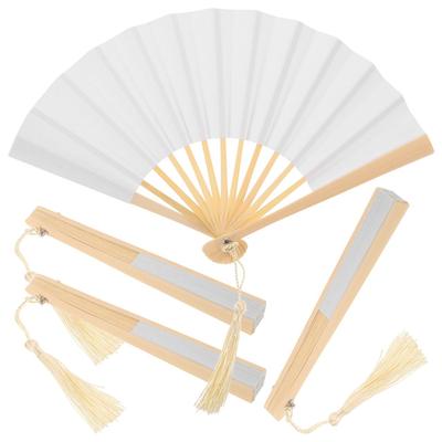 Ibasenice Mini Folding Fans, Set of 4, Foldable Handheld Paper Fans, Plain White, Lightweight and Compact, 9.8 Inch, Perfect for Doll Photography